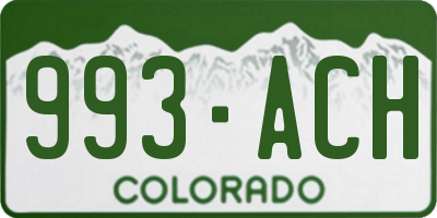 CO license plate 993ACH