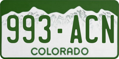 CO license plate 993ACN