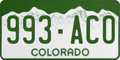 CO license plate 993ACO