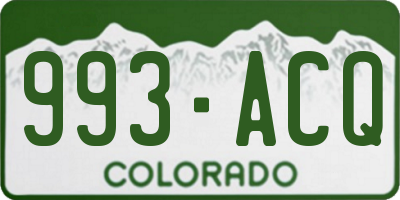 CO license plate 993ACQ