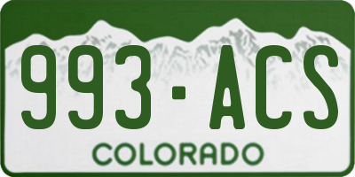 CO license plate 993ACS