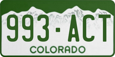 CO license plate 993ACT
