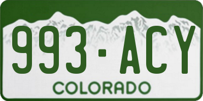 CO license plate 993ACY