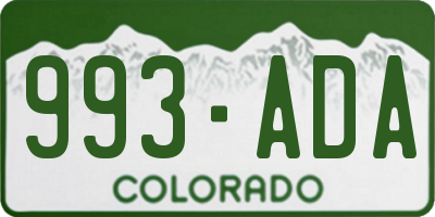 CO license plate 993ADA