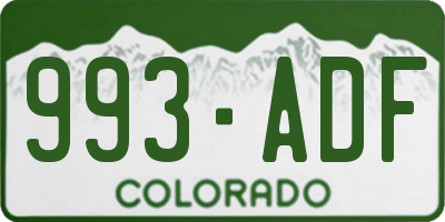 CO license plate 993ADF