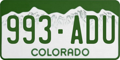 CO license plate 993ADU