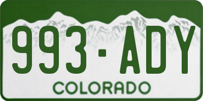 CO license plate 993ADY