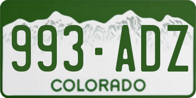 CO license plate 993ADZ