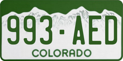 CO license plate 993AED