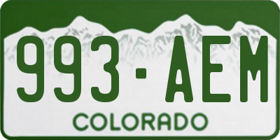 CO license plate 993AEM