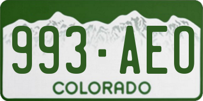 CO license plate 993AEO