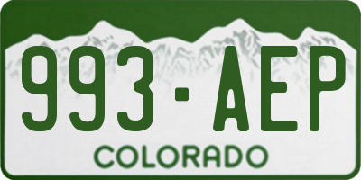 CO license plate 993AEP