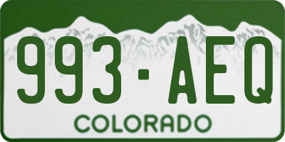 CO license plate 993AEQ