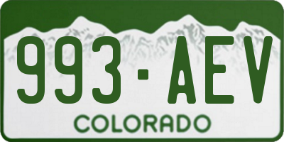 CO license plate 993AEV