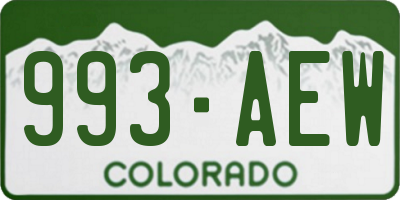 CO license plate 993AEW