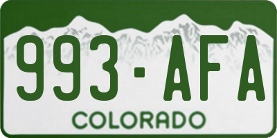 CO license plate 993AFA