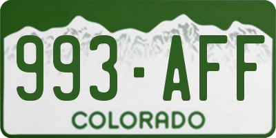 CO license plate 993AFF