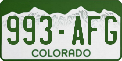 CO license plate 993AFG