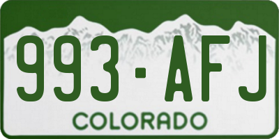 CO license plate 993AFJ