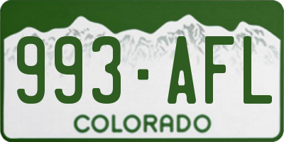 CO license plate 993AFL