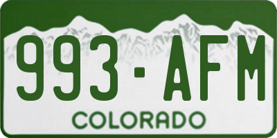 CO license plate 993AFM