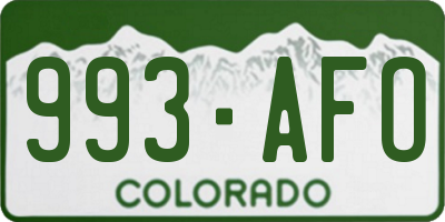 CO license plate 993AFO