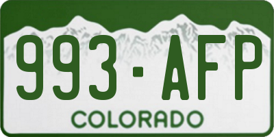 CO license plate 993AFP