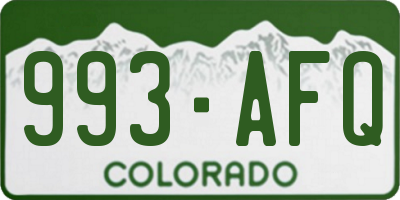 CO license plate 993AFQ