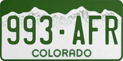 CO license plate 993AFR