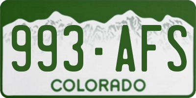 CO license plate 993AFS