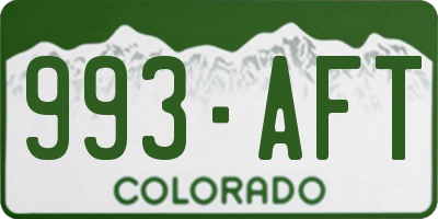 CO license plate 993AFT