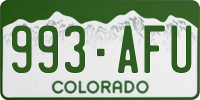 CO license plate 993AFU