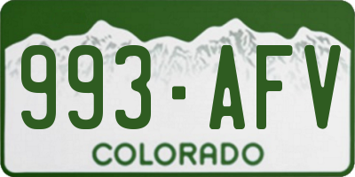 CO license plate 993AFV