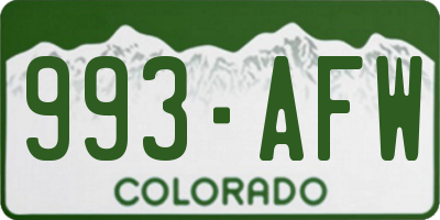 CO license plate 993AFW