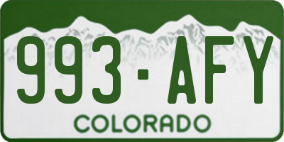CO license plate 993AFY