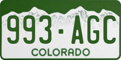 CO license plate 993AGC