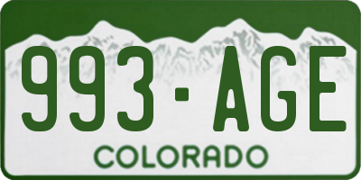 CO license plate 993AGE
