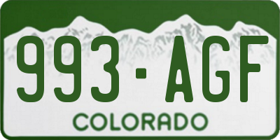 CO license plate 993AGF