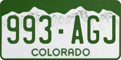 CO license plate 993AGJ