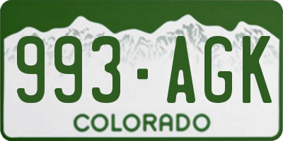 CO license plate 993AGK