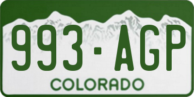 CO license plate 993AGP