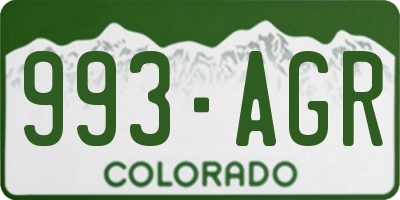 CO license plate 993AGR