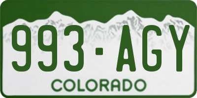 CO license plate 993AGY