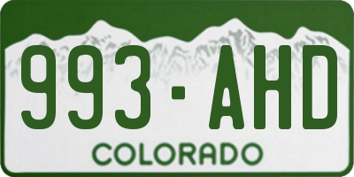 CO license plate 993AHD