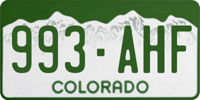 CO license plate 993AHF