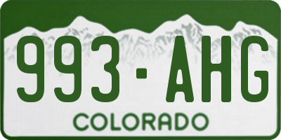 CO license plate 993AHG
