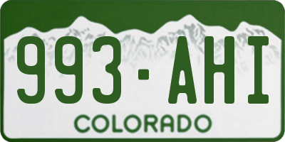 CO license plate 993AHI