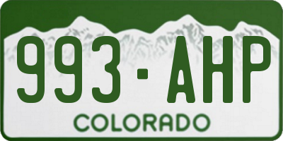 CO license plate 993AHP