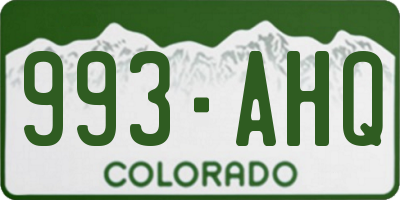 CO license plate 993AHQ