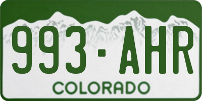 CO license plate 993AHR